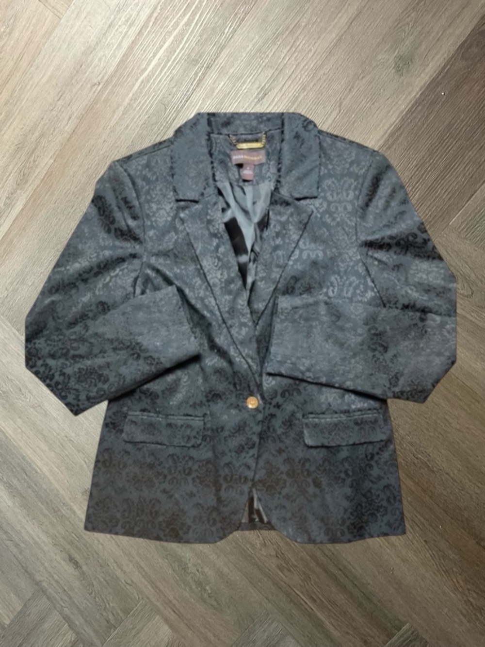 Dana Buchman Damask Jacquard Blazer Jacket Womens 6 Black Elegant Brocade Paris‎